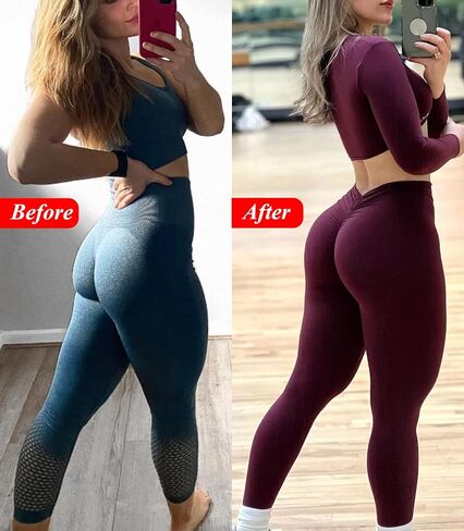 POWERASIA V Back Scrunch Butt Leggings for Women Butt Lifting Wokrout Leggings High Waisted Yoga Pants Tummy Control Tights in Saudi Arabia