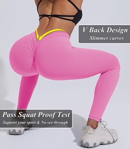 POWERASIA V Back Scrunch Butt Leggings for Women Butt Lifting Wokrout Leggings High Waisted Yoga Pants Tummy Control Tights in Saudi Arabia