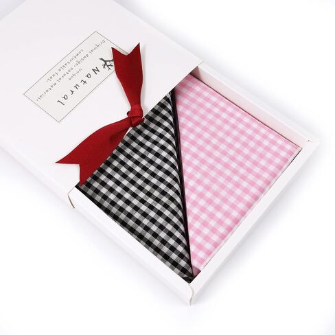 GERINLY Gingham Bandana Women Square 2 PCS وشاح الشعر عمامة التعادل القطن وشاح الرأس منديل مع صندوق هدية in Saudi Arabia