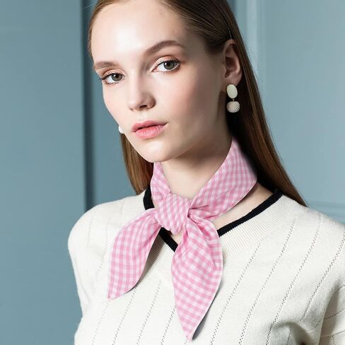GERINLY Gingham Bandana Women Square 2 PCS وشاح الشعر عمامة التعادل القطن وشاح الرأس منديل مع صندوق هدية in Saudi Arabia