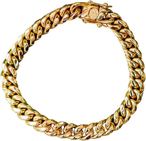 Celeste Sol Little Havana Bracelet - Gender Inclusive, 18K Gold Plated Stainless Steel, Hypoallergenic, Water Resistant, Tarnish Resistant, Wear Resistant, 0.3" (8mm) Width Cuban Link in Saudi Arabia
