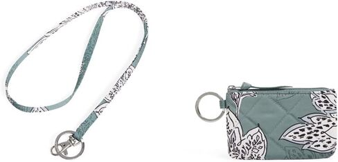 محفظة Vera Bradley Performance Twill Lanyard، Tiger Lily Blue Oar Performance Twill Zip Id Case، Tiger Lily Blue Oar in Kuwait