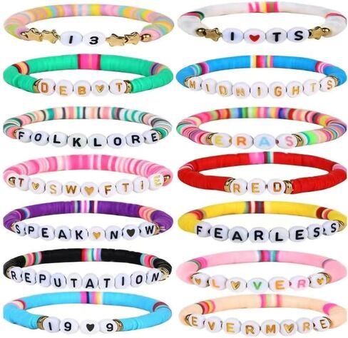 Eamom Taylor Merch 14 Pairs TS Friendship Bracelet Taylor Jewelry Singer Inspired Friendship Bracelet Kit Taylor Outfit for Taylor Fans in Kuwait