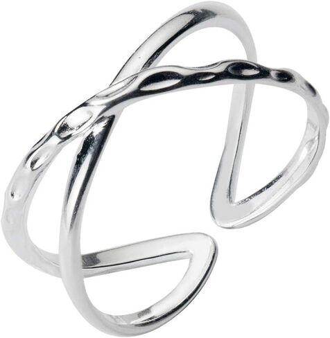 Minimalist Criss Cross Sterling Silver Open X Rings for Women Girls Adjustable Wrap Cuff Stacking Statement Eternity Ring Engagement Finger Thumb Band in Saudi Arabia
