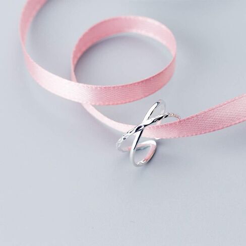 Minimalist Criss Cross Sterling Silver Open X Rings for Women Girls Adjustable Wrap Cuff Stacking Statement Eternity Ring Engagement Finger Thumb Band in Saudi Arabia