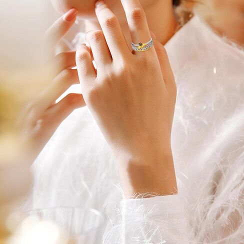 PCTJYFU 925 Sterling Silver Four Leaf Clover Ring stacking Rings For Women in Kuwait