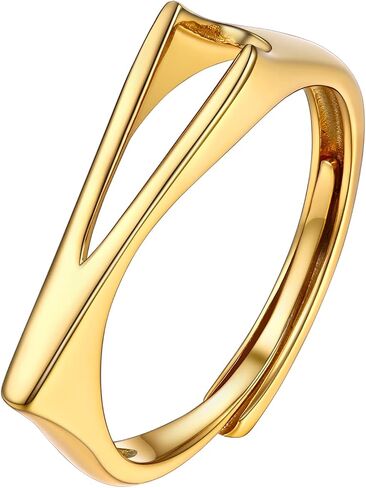 PROSILVER 925 خاتم أولي عصري من الفضة الإسترليني للنساء، خاتم A-Z البسيط ذو الاسم الشخصي مجوهرات فضية/ذهبية/سوداء اللون، قابل للتعديل، يأتي صندوق هدايا in Kuwait