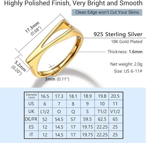 PROSILVER 925 خاتم أولي عصري من الفضة الإسترليني للنساء، خاتم A-Z البسيط ذو الاسم الشخصي مجوهرات فضية/ذهبية/سوداء اللون، قابل للتعديل، يأتي صندوق هدايا in Kuwait