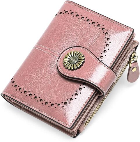 SENDEFN Womens Wallet Pouch Purse Genuine Leather Bifold ID Window Credit Debit Card Holder RFID Protected with Gift Box (Red) in Saudi Arabia
