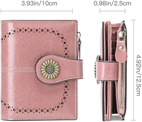 SENDEFN Womens Wallet Pouch Purse Genuine Leather Bifold ID Window Credit Debit Card Holder RFID Protected with Gift Box (Red) in Saudi Arabia