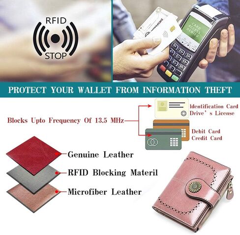 SENDEFN Womens Wallet Pouch Purse Genuine Leather Bifold ID Window Credit Debit Card Holder RFID Protected with Gift Box (Red) in Saudi Arabia