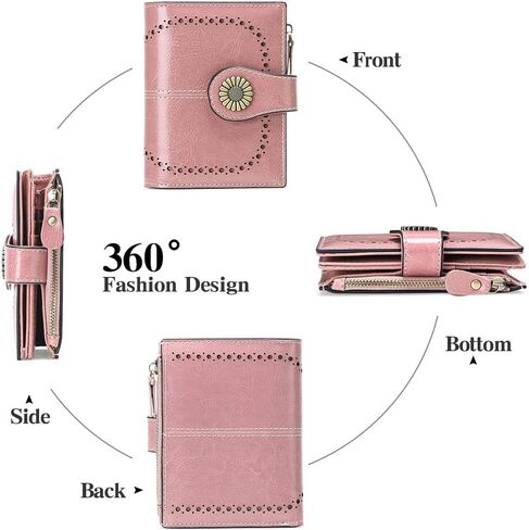 SENDEFN Womens Wallet Pouch Purse Genuine Leather Bifold ID Window Credit Debit Card Holder RFID Protected with Gift Box (Red) in Saudi Arabia