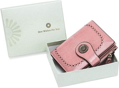 SENDEFN Womens Wallet Pouch Purse Genuine Leather Bifold ID Window Credit Debit Card Holder RFID Protected with Gift Box (Red) in Saudi Arabia