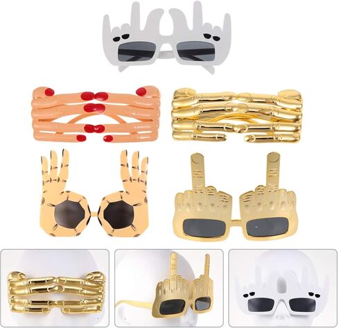 زينة الهالوين 5 قطع نظارات إصبع مبتكرة للحفلات نظارات مكياج مضحكة زي صور بوث نظارات شمسية دعائم أحمق نظارات إصبع نمذجة الملابس البلاستيكية in Kuwait