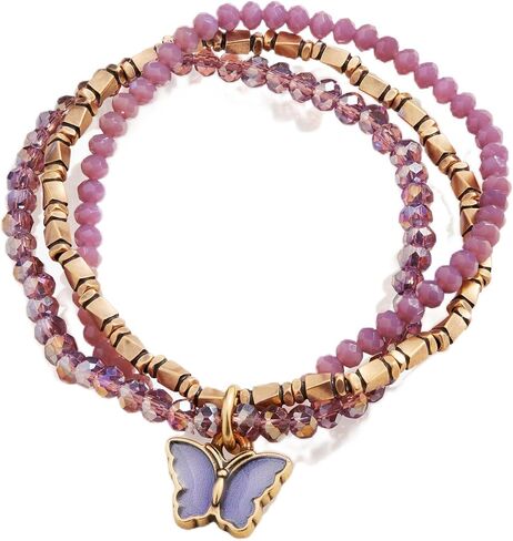 Alex and Ani AA667522RG,Butterfly Tri-Stretch Bracelet,Rafaelian Gold,Purple,Bracelet in Saudi Arabia