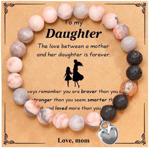 Natural Stone Black and Pink Bracrlets The Love Between a Mother/Grandmother/Sister and Her Daughter/Granddaughter/Sister Beaded Bracelets Love Gifts for Women and Girls in Saudi Arabia