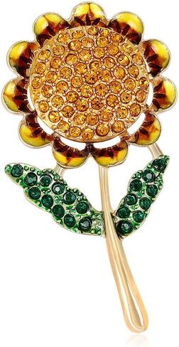 SKZKK دبوس بروش عباد الشمس للنساء مطلي كريستال النبات زهرة المينا دبوس، طوق دبابيس للنساء المربعات وشاح كليب أنيقة حزب الأزياء, معدن قشرة حجر الراين, ان ايه in Kuwait