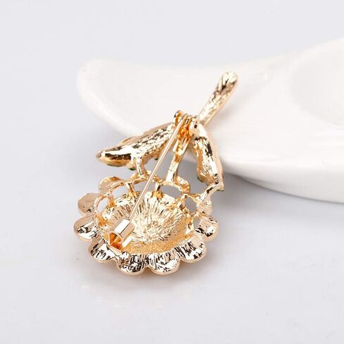 SKZKK دبوس بروش عباد الشمس للنساء مطلي كريستال النبات زهرة المينا دبوس، طوق دبابيس للنساء المربعات وشاح كليب أنيقة حزب الأزياء, معدن قشرة حجر الراين, ان ايه in Kuwait