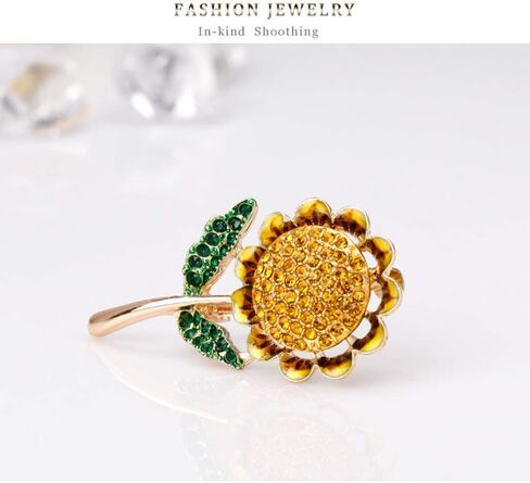 SKZKK دبوس بروش عباد الشمس للنساء مطلي كريستال النبات زهرة المينا دبوس، طوق دبابيس للنساء المربعات وشاح كليب أنيقة حزب الأزياء, معدن قشرة حجر الراين, ان ايه in Kuwait