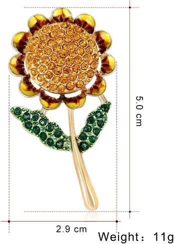 SKZKK دبوس بروش عباد الشمس للنساء مطلي كريستال النبات زهرة المينا دبوس، طوق دبابيس للنساء المربعات وشاح كليب أنيقة حزب الأزياء, معدن قشرة حجر الراين, ان ايه in Kuwait