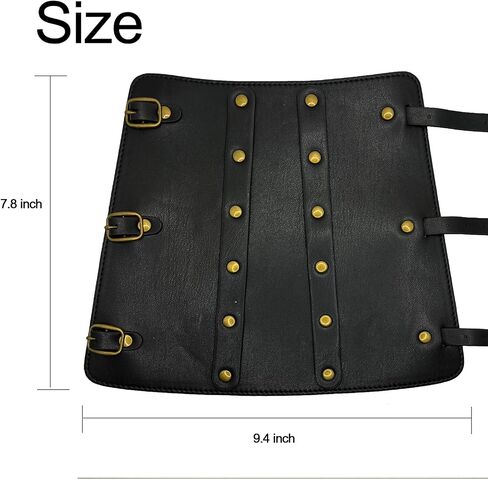 Vintage Faux Leather Arm Guards Viking Armor Archery Black Bracers Medieval Leather Arm Bracers for LARP,Halloween,Cosplay in Saudi Arabia