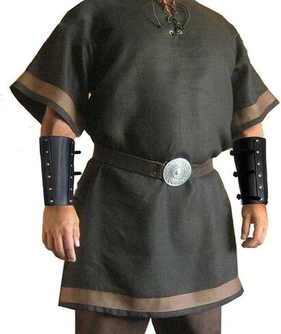 Vintage Faux Leather Arm Guards Viking Armor Archery Black Bracers Medieval Leather Arm Bracers for LARP,Halloween,Cosplay in Saudi Arabia