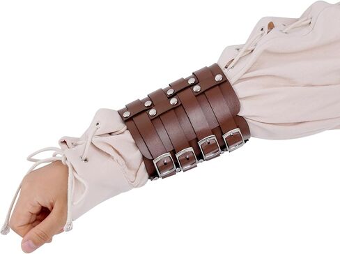زوج واحد من سوار المعصم المصنوع من الجلد الصناعي من العصور الوسطى للجنسين من عصر النهضة مع إبزيم للذراع من أجل حفلة الهالوين التنكرية in Kuwait