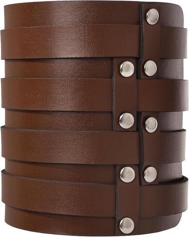 زوج واحد من سوار المعصم المصنوع من الجلد الصناعي من العصور الوسطى للجنسين من عصر النهضة مع إبزيم للذراع من أجل حفلة الهالوين التنكرية in Kuwait