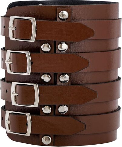 زوج واحد من سوار المعصم المصنوع من الجلد الصناعي من العصور الوسطى للجنسين من عصر النهضة مع إبزيم للذراع من أجل حفلة الهالوين التنكرية in Kuwait