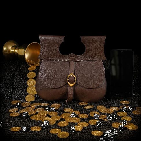 Mythrojan Leather Medieval Pirate Hip Pouch Larp Cosplay Coin Purse Bag - Brown in Saudi Arabia