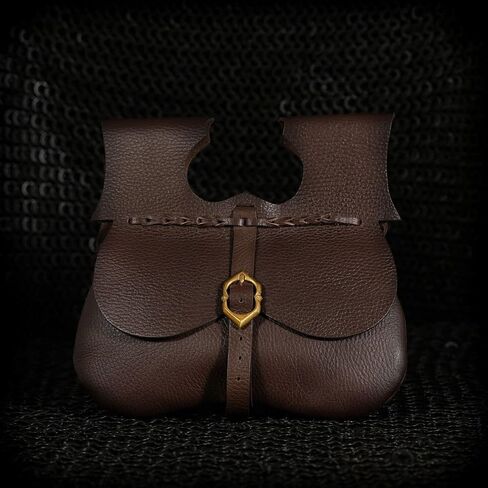 Mythrojan Leather Medieval Pirate Hip Pouch Larp Cosplay Coin Purse Bag - Brown in Saudi Arabia