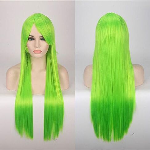 Prettybuy 31" 80cm Long Straight Wig with Bangs Fashion Women's Cosplay Hair Wig Heat Resistant Wig for Halloween Costume Party(Lavender) in Saudi Arabia