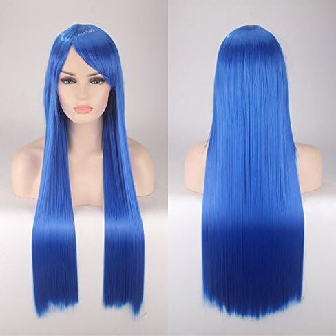 Prettybuy 31" 80cm Long Straight Wig with Bangs Fashion Women's Cosplay Hair Wig Heat Resistant Wig for Halloween Costume Party(Lavender) in Saudi Arabia