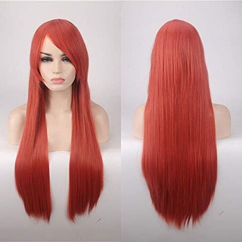 Prettybuy 31" 80cm Long Straight Wig with Bangs Fashion Women's Cosplay Hair Wig Heat Resistant Wig for Halloween Costume Party(Lavender) in Saudi Arabia