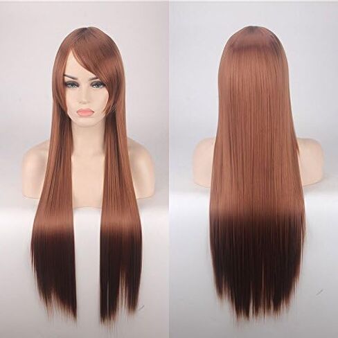 Prettybuy 31" 80cm Long Straight Wig with Bangs Fashion Women's Cosplay Hair Wig Heat Resistant Wig for Halloween Costume Party(Lavender) in Saudi Arabia