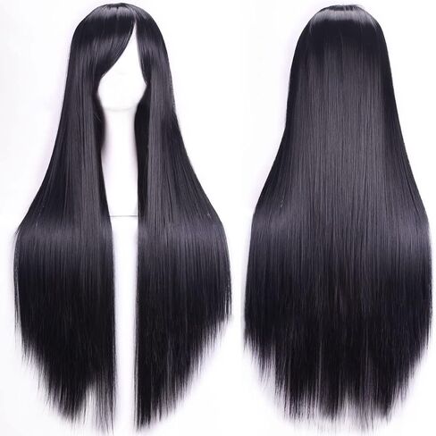 Prettybuy 31" 80cm Long Straight Wig with Bangs Fashion Women's Cosplay Hair Wig Heat Resistant Wig for Halloween Costume Party(Lavender) in Saudi Arabia