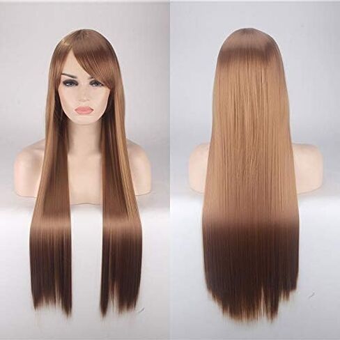 Prettybuy 31" 80cm Long Straight Wig with Bangs Fashion Women's Cosplay Hair Wig Heat Resistant Wig for Halloween Costume Party(Lavender) in Saudi Arabia