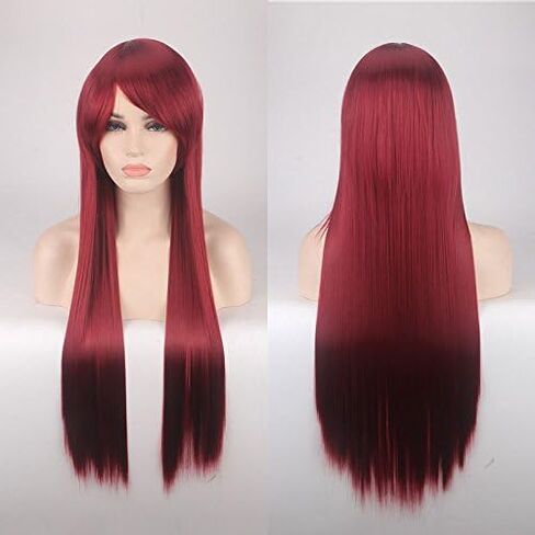 Prettybuy 31" 80cm Long Straight Wig with Bangs Fashion Women's Cosplay Hair Wig Heat Resistant Wig for Halloween Costume Party(Lavender) in Saudi Arabia