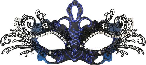 قناع تنكر غامض مقطوع بالليزر معدني لامع من حجر الراين قناع حفلة قناع البندقية للهالوين in Kuwait