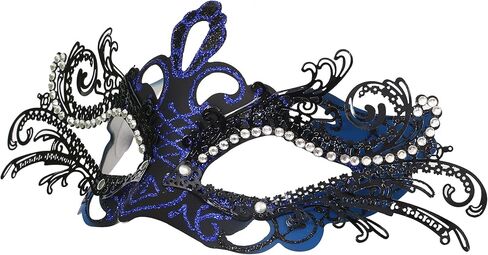 قناع تنكر غامض مقطوع بالليزر معدني لامع من حجر الراين قناع حفلة قناع البندقية للهالوين in Kuwait