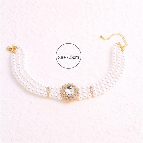 Multilayer Simulated Pearl Choker Necklace for Women 1920s Rhinestone Crystal Chunky Short Choker Necklace Chain Prom Party Dating Bridal Wedding Jewelry for Girls in Saudi Arabia