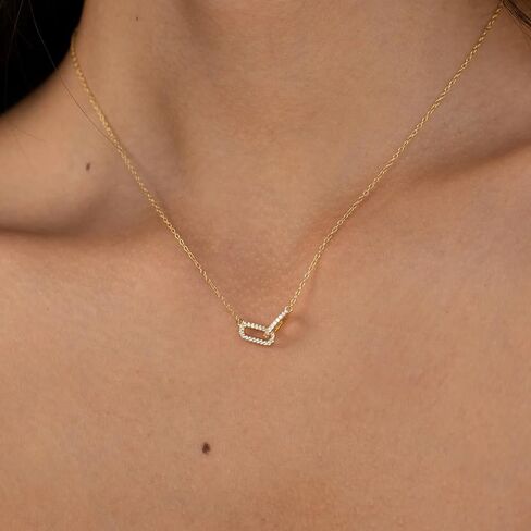 NOKMIT 14K Gold Necklace for Women Girls Dainty Gold Cute Cubic Zirconia Sister Pendant Necklace Interlocking Choker Necklace Circles Paperclip Heart Sun Moon Charm Jewelry Gifts for Her in Saudi Arabia