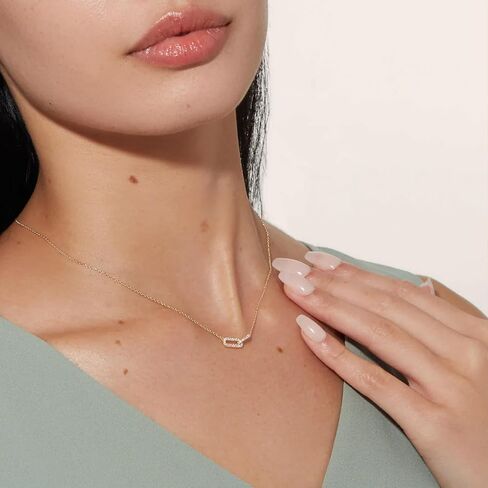 NOKMIT 14K Gold Necklace for Women Girls Dainty Gold Cute Cubic Zirconia Sister Pendant Necklace Interlocking Choker Necklace Circles Paperclip Heart Sun Moon Charm Jewelry Gifts for Her in Saudi Arabia