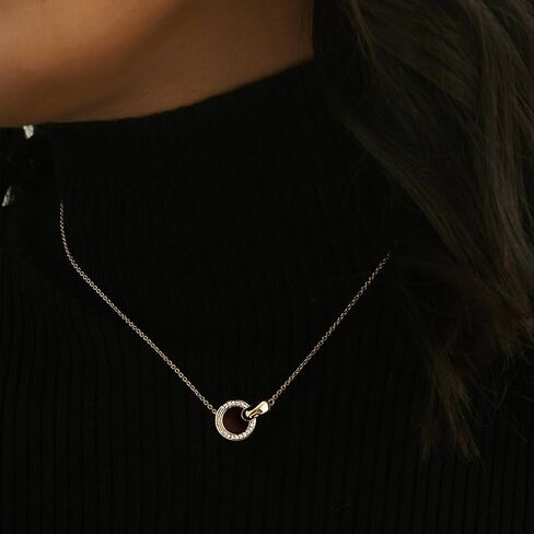 NOKMIT 14K Gold Necklace for Women Girls Dainty Gold Cute Cubic Zirconia Sister Pendant Necklace Interlocking Choker Necklace Circles Paperclip Heart Sun Moon Charm Jewelry Gifts for Her in Saudi Arabia