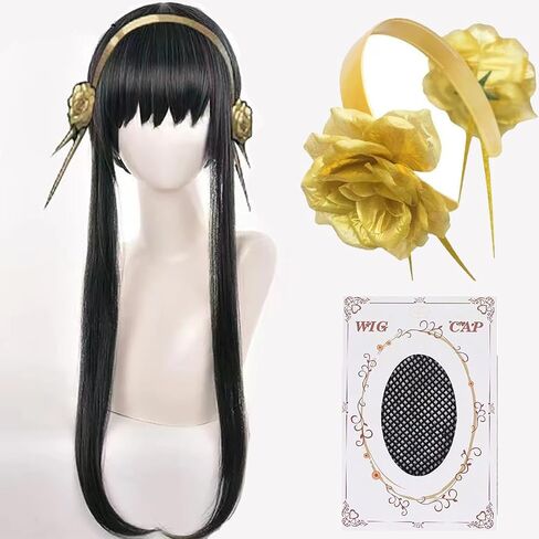 شعر مستعار Yor Forger Cosplay مع عصابة رأس شعر مستعار أسود للحفلات التنكرية للتجسس x Family شعر مستعار Yor Briar Anime شعر مستعار طويل ذيل حصان مع قبعة شعر لحفلات الهالوين التنكرية in Kuwait