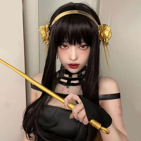 شعر مستعار Yor Forger Cosplay مع عصابة رأس شعر مستعار أسود للحفلات التنكرية للتجسس x Family شعر مستعار Yor Briar Anime شعر مستعار طويل ذيل حصان مع قبعة شعر لحفلات الهالوين التنكرية in Kuwait