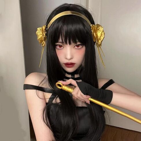 شعر مستعار Yor Forger Cosplay مع عصابة رأس شعر مستعار أسود للحفلات التنكرية للتجسس x Family شعر مستعار Yor Briar Anime شعر مستعار طويل ذيل حصان مع قبعة شعر لحفلات الهالوين التنكرية in Kuwait