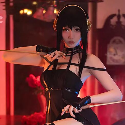 شعر مستعار Yor Forger Cosplay مع عصابة رأس شعر مستعار أسود للحفلات التنكرية للتجسس x Family شعر مستعار Yor Briar Anime شعر مستعار طويل ذيل حصان مع قبعة شعر لحفلات الهالوين التنكرية in Kuwait