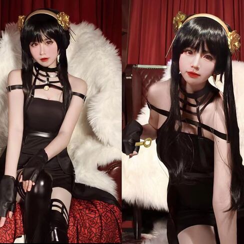 شعر مستعار Yor Forger Cosplay مع عصابة رأس شعر مستعار أسود للحفلات التنكرية للتجسس x Family شعر مستعار Yor Briar Anime شعر مستعار طويل ذيل حصان مع قبعة شعر لحفلات الهالوين التنكرية in Kuwait