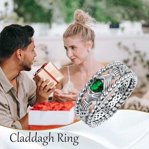 EXRANQO Claddagh Rings For Women 925 Sterling Sliver Cubic Zircon Vintage Irish Claddagh Ring Celtic Claddagh Jewelry Mothers Day Valentine's Day Birthday Gifts For Women Girls Mother in Kuwait